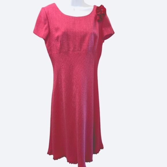 TALBOTS Vintage Dress Fitted Short sleeve Raspberry Pink 10P - Picture 1 of 10
